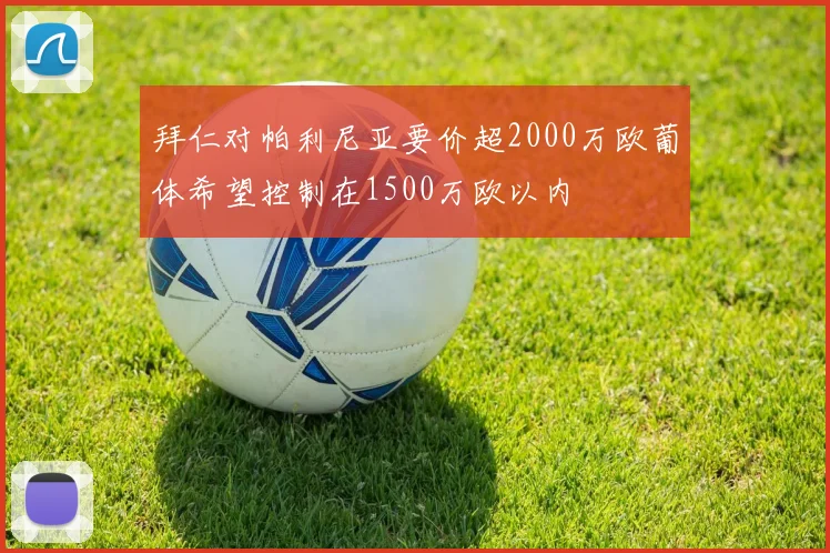 拜仁对帕利尼亚要价超2000万欧葡体希望控制在1500万欧以内